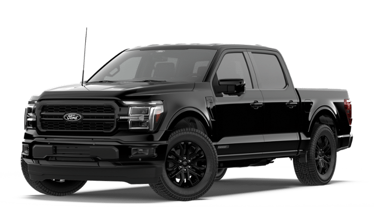 2026 Ford F-150 Lariat in Agate Black Metallic — front three-quarter view
