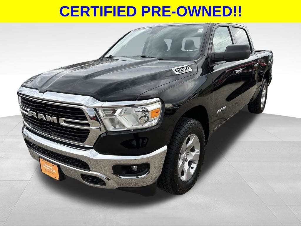 2020 RAM 1500 Big Horn/Lone Star in Diamond Black Crystal Pearlcoat — front three-quarter view