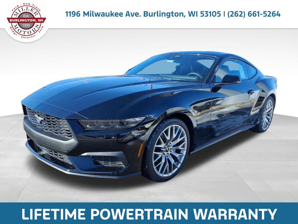 2026 Ford Mustang EcoBoost Premium in Shadow Black — front three-quarter view