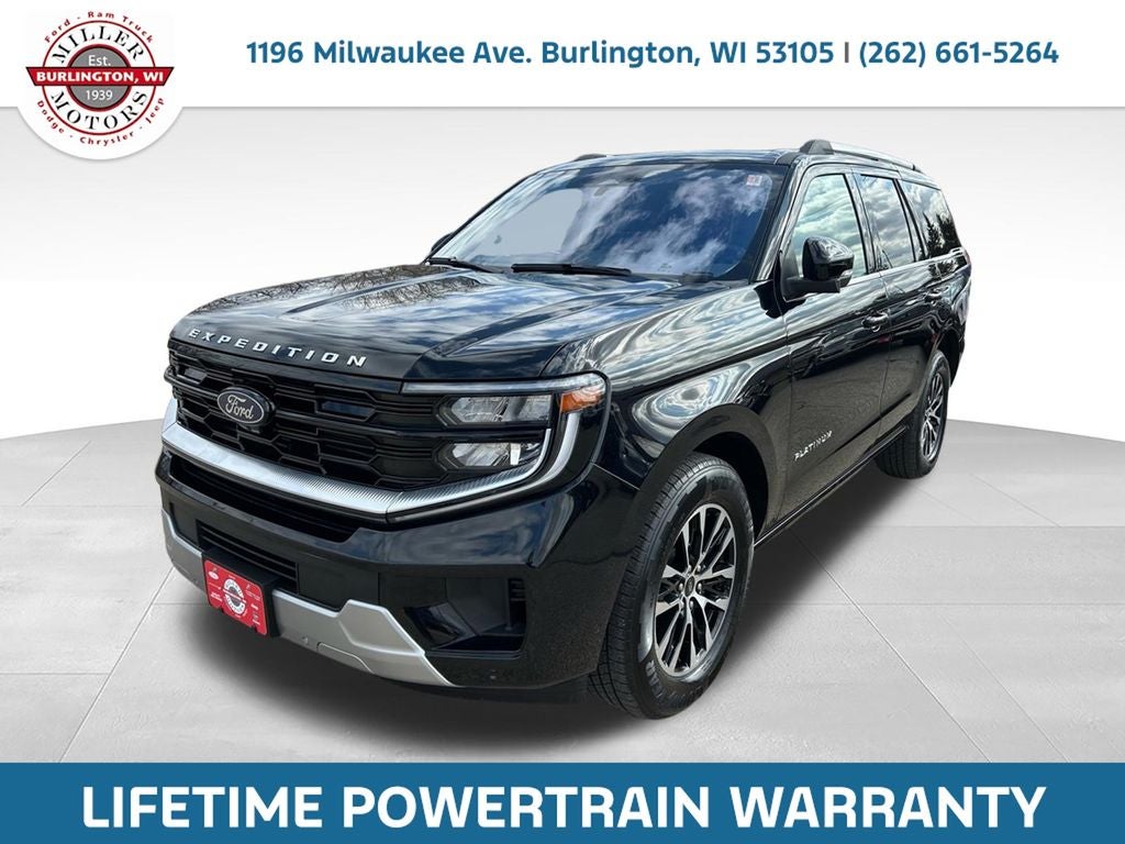 2025 Ford Expedition Platinum in Black Metallic — front three-quarter view