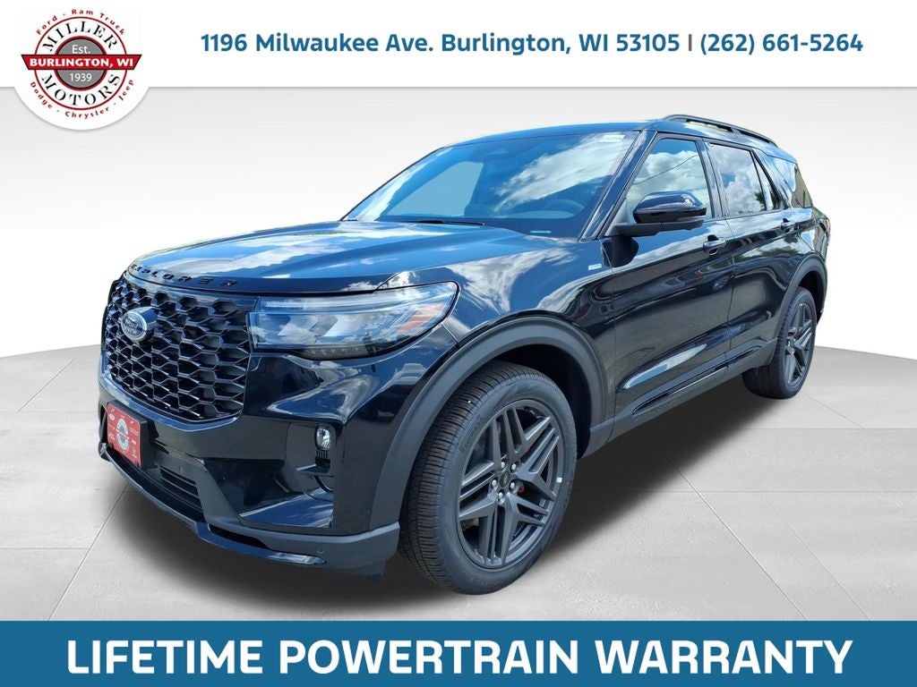 2026 Ford Explorer ST-Line in Black — front three-quarter view