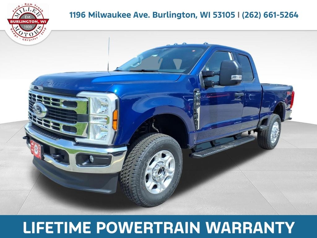 2026 Ford F-250SD XLT in Blue Metallic — front three-quarter view