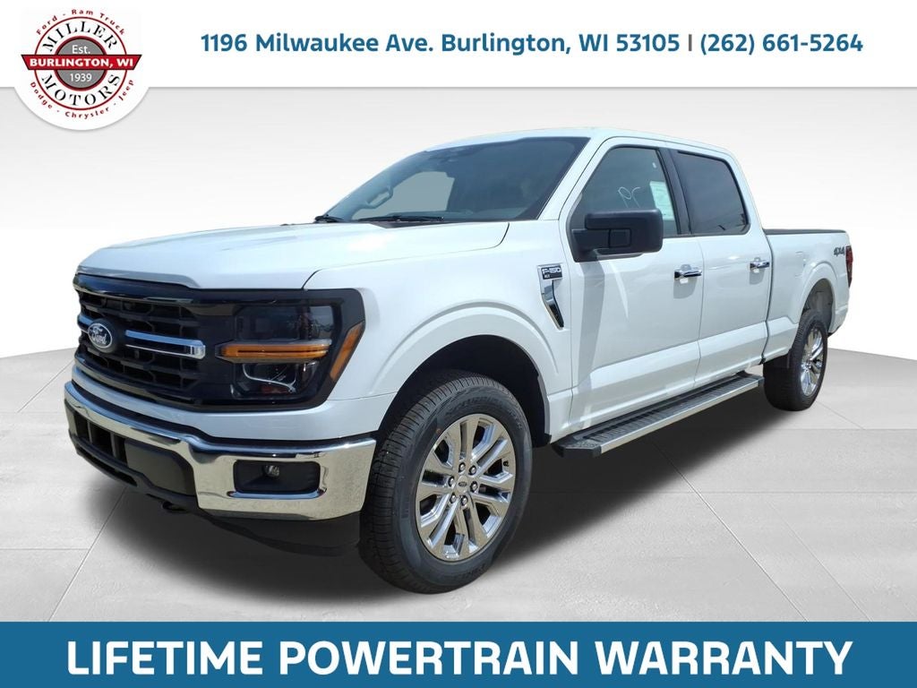 2026 Ford F-150 XLT in Oxford White — front three-quarter view