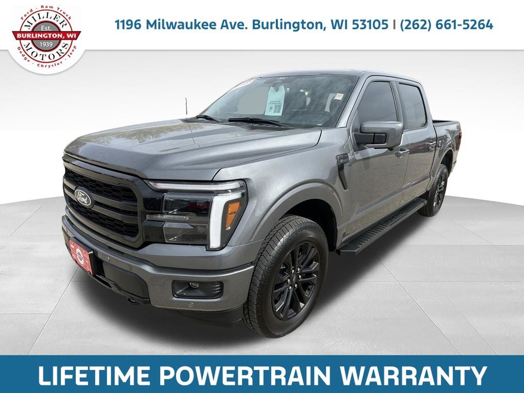 2025 Ford F-150 Lariat in Gray — front three-quarter view