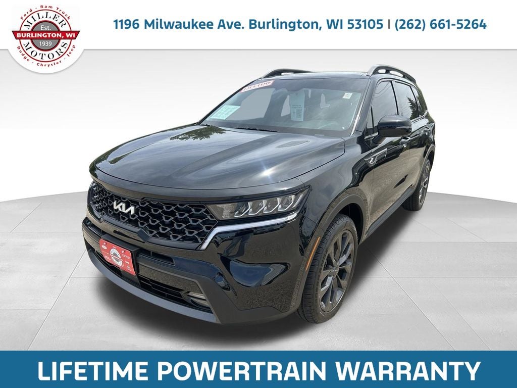 2023 Kia Sorento X-Line EX in Ebony Black — front three-quarter view